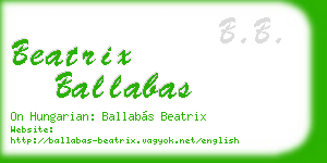 beatrix ballabas business card